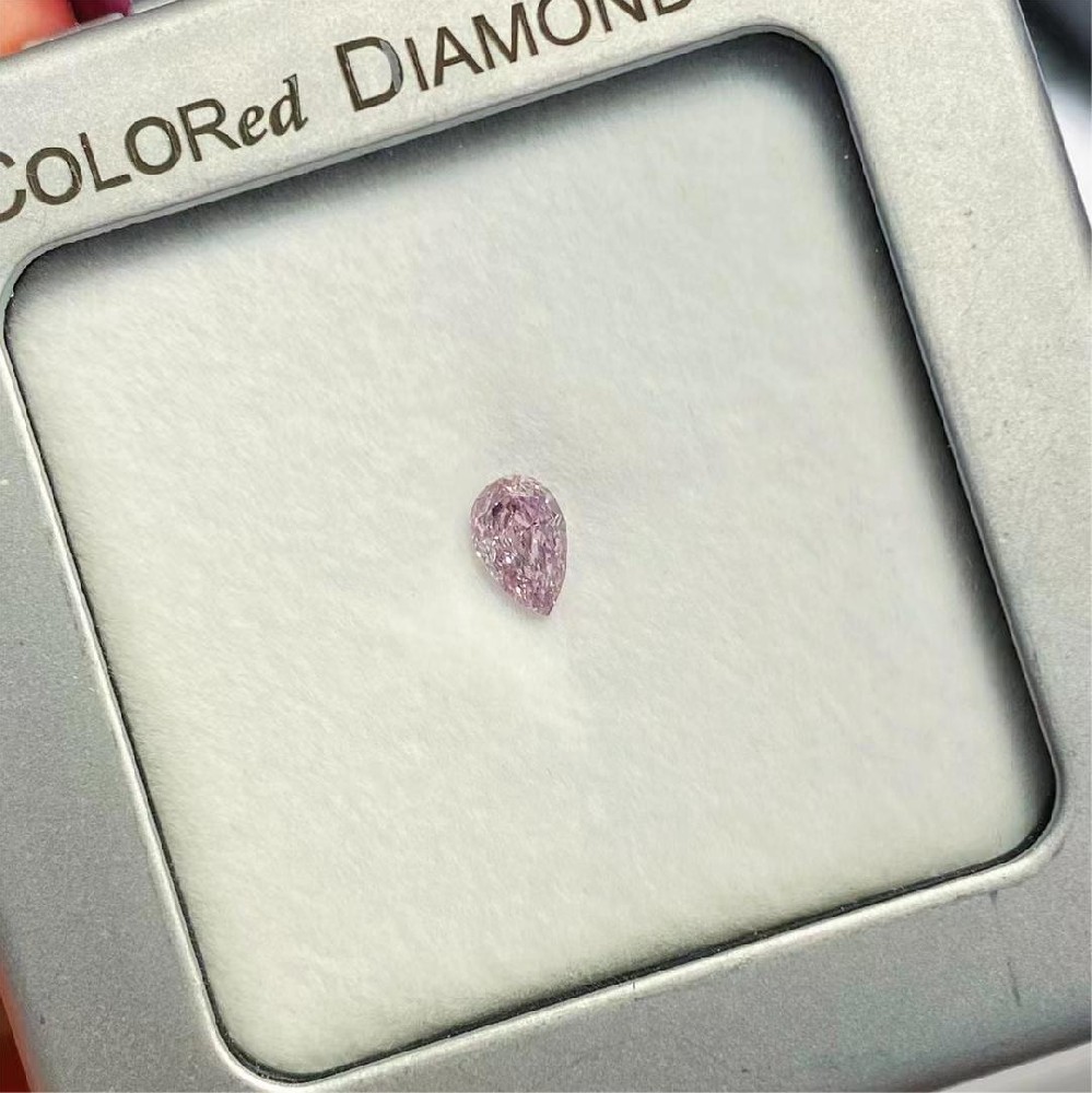 0.51ct天然粉钻裸石梨形水滴型GIA